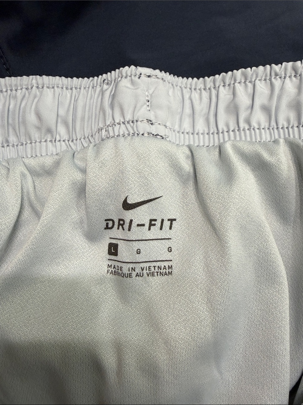 Nike Dri-Fit Women's Navy Shorts with Light Blue Trim - Picture 3 of 3